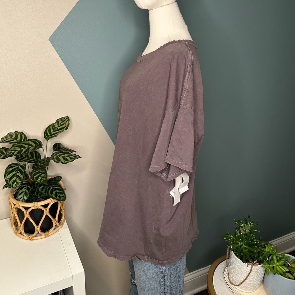 Treasure & Bond Distressed Raw Hem Tee Grey Relaxed Fit Minimalist T-Shirt Large - Picture 3 of 11